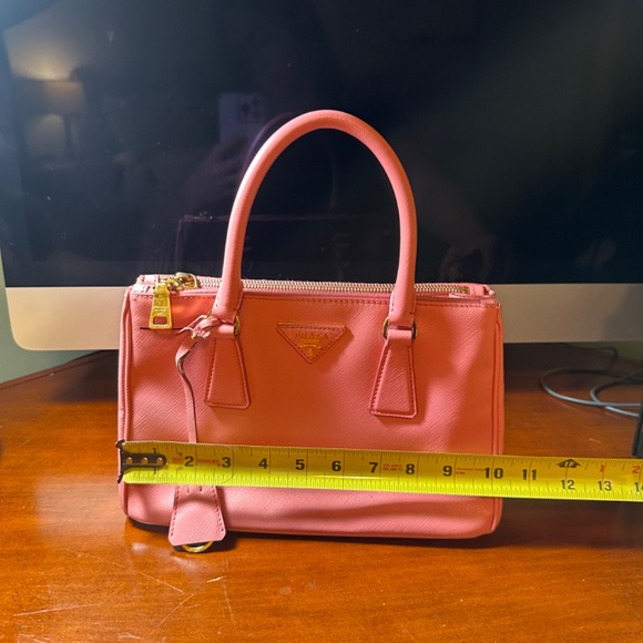 PRADA  Saffiano Lux Mini Galleria Double Zip Tote Begonia - Picture 11 of 16